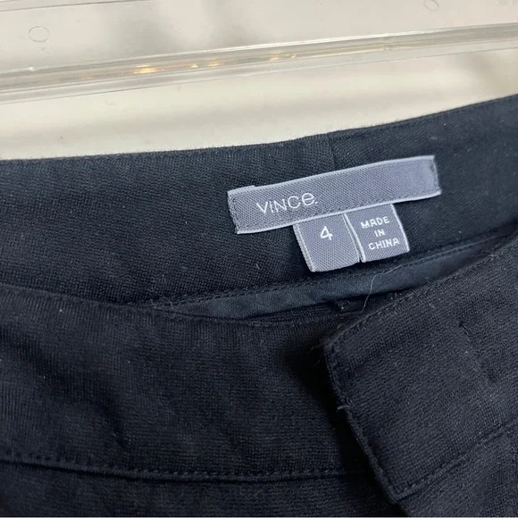 VINCE. Black Ponte Stretch Knit Skinny Pants 4 SMALL Fitted Zipper - Picture 2 of 6